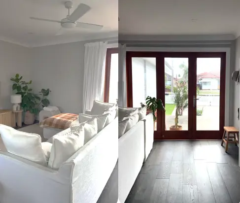 The Entrance — finished kitchen and dining with island